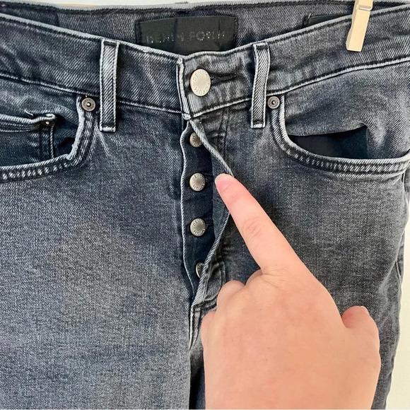 Denim Forum Arlo High Rise Straight Cropped Raw Hem Denim Jeans In Black Size 26 - Picture 4 of 9
